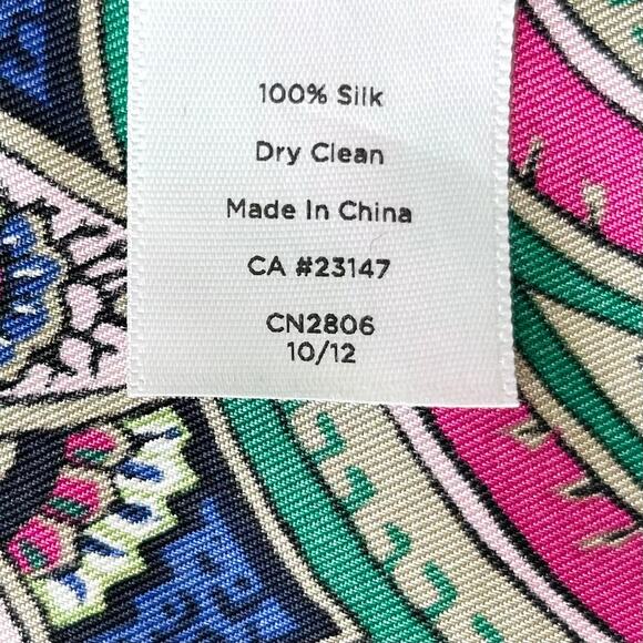 Talbots 100% Silk Paisley Sleeveless Pleated Neckline Blouse - Picture 7 of 7